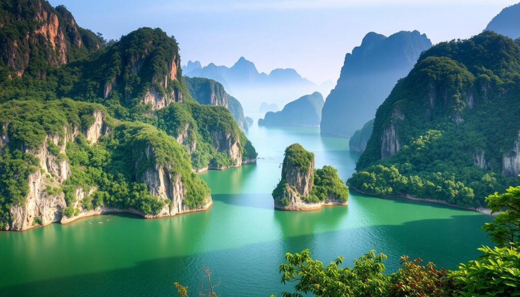 Limestone formations in Ha Long Bay